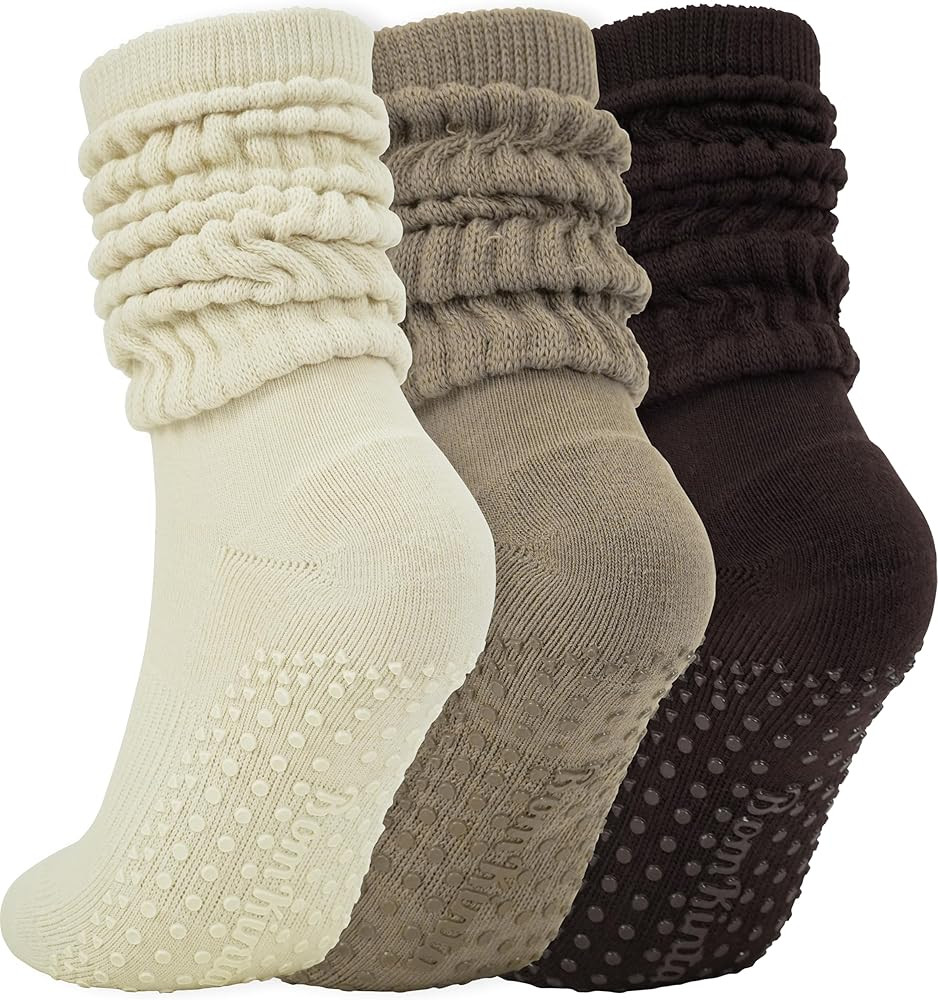 BomKinta Women Grippy Pilates Socks - Non-Slip Gripper Slouch Sock - Scrunch Crew Socks for Yoga ... | Amazon (CA)