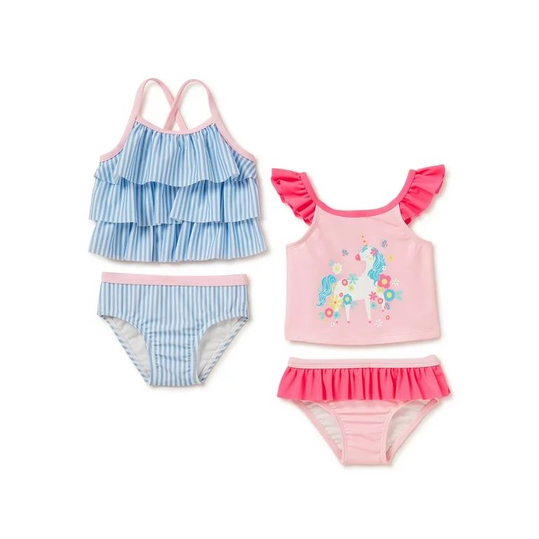 Wonder Nation Baby Girl Tankini Swim Sets, 2-Pack, Sizes 0M-12M - Walmart.com | Walmart (US)
