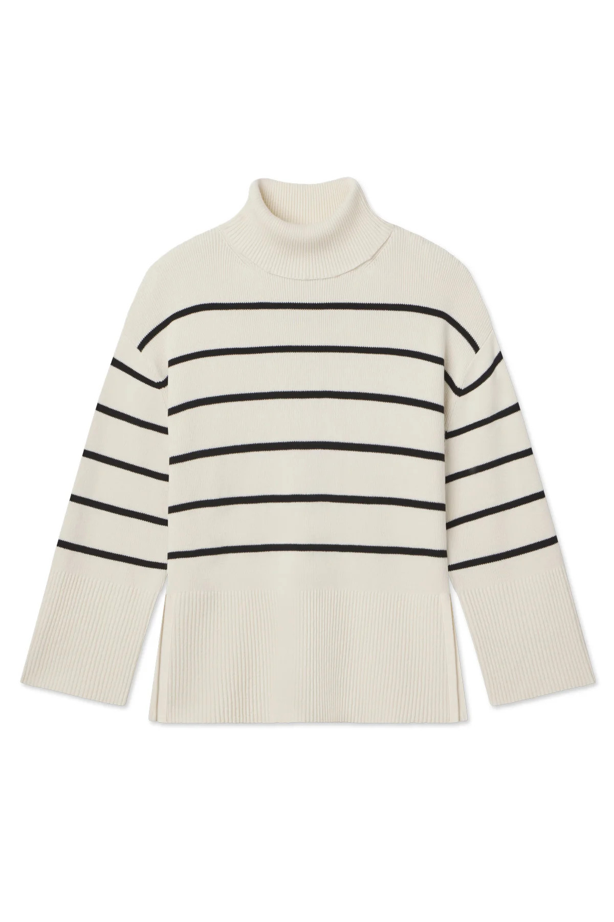 Madeline Sweater in Ivory Black Stripe | Lake Pajamas