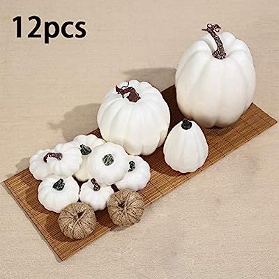 VIGEIYA Artificial White Pumpkins Fall Decoration Assorted Realistic for Halloween Thanksgiving H... | Amazon (US)