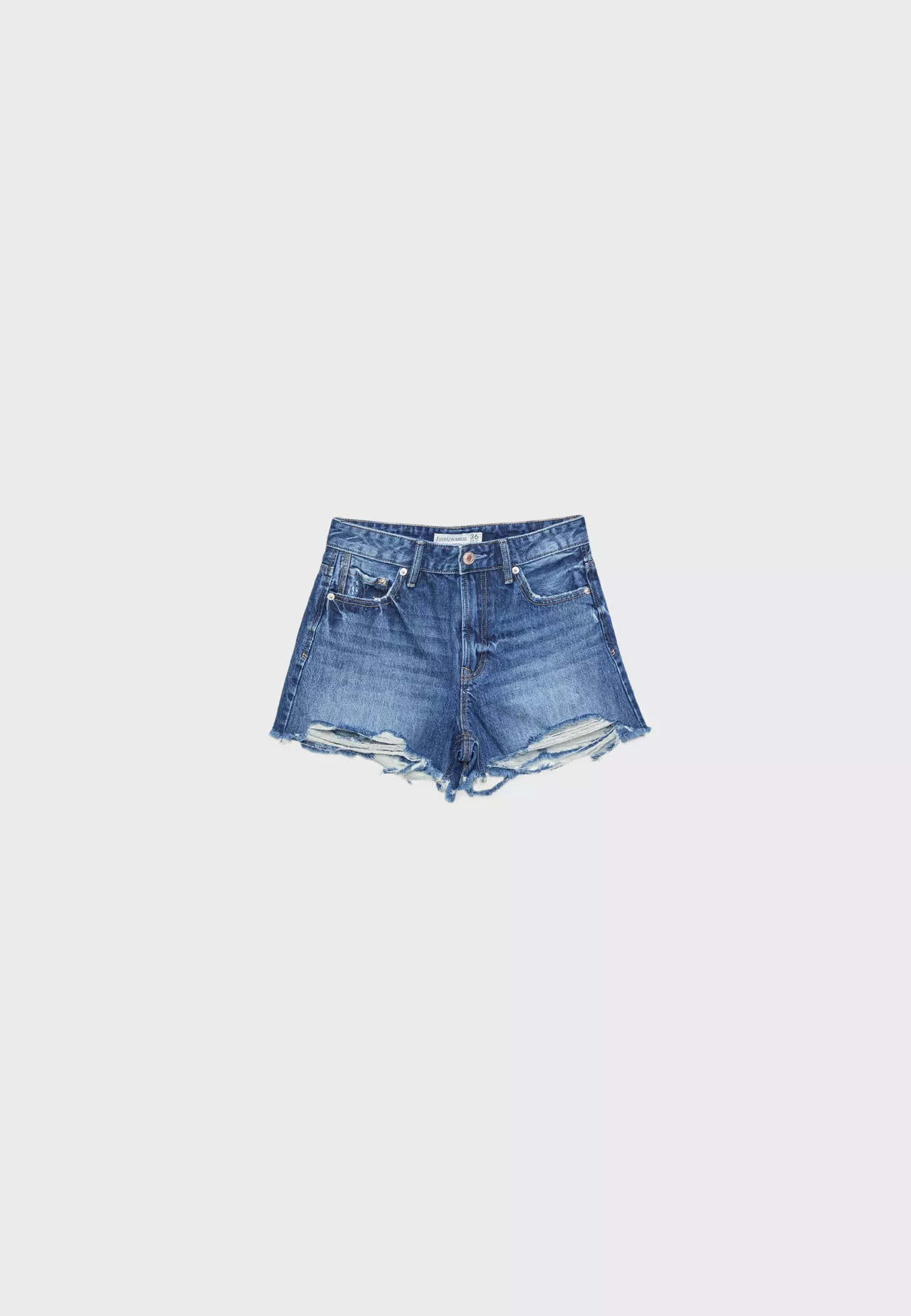 D75 Ripped denim shorts - Women's Denim | Stradivarius United Kingdom | Stradivarius (UK)