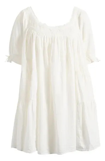 Free People Sandy Shores Cotton Babydoll Minidress in Ivory at Nordstrom Rack, Size Medium | Nordstrom Rack