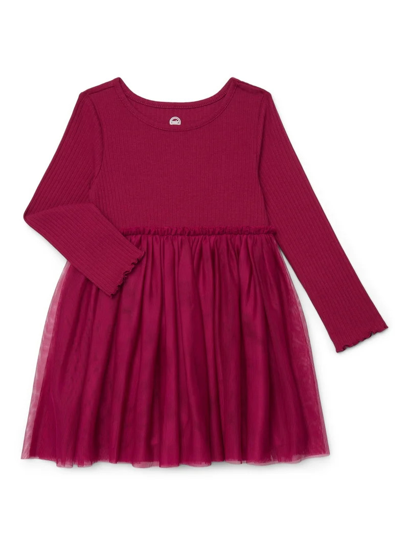 Wonder Nation Toddler Girls Tutu Dress with Long Sleeves, Sizes 12M-5T | Walmart (US)