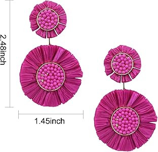 Boho Statement Earrings Beaded Raffia Palm Bohemian Lightweight Tiered Drop Dangle Earrings Gift ... | Amazon (US)