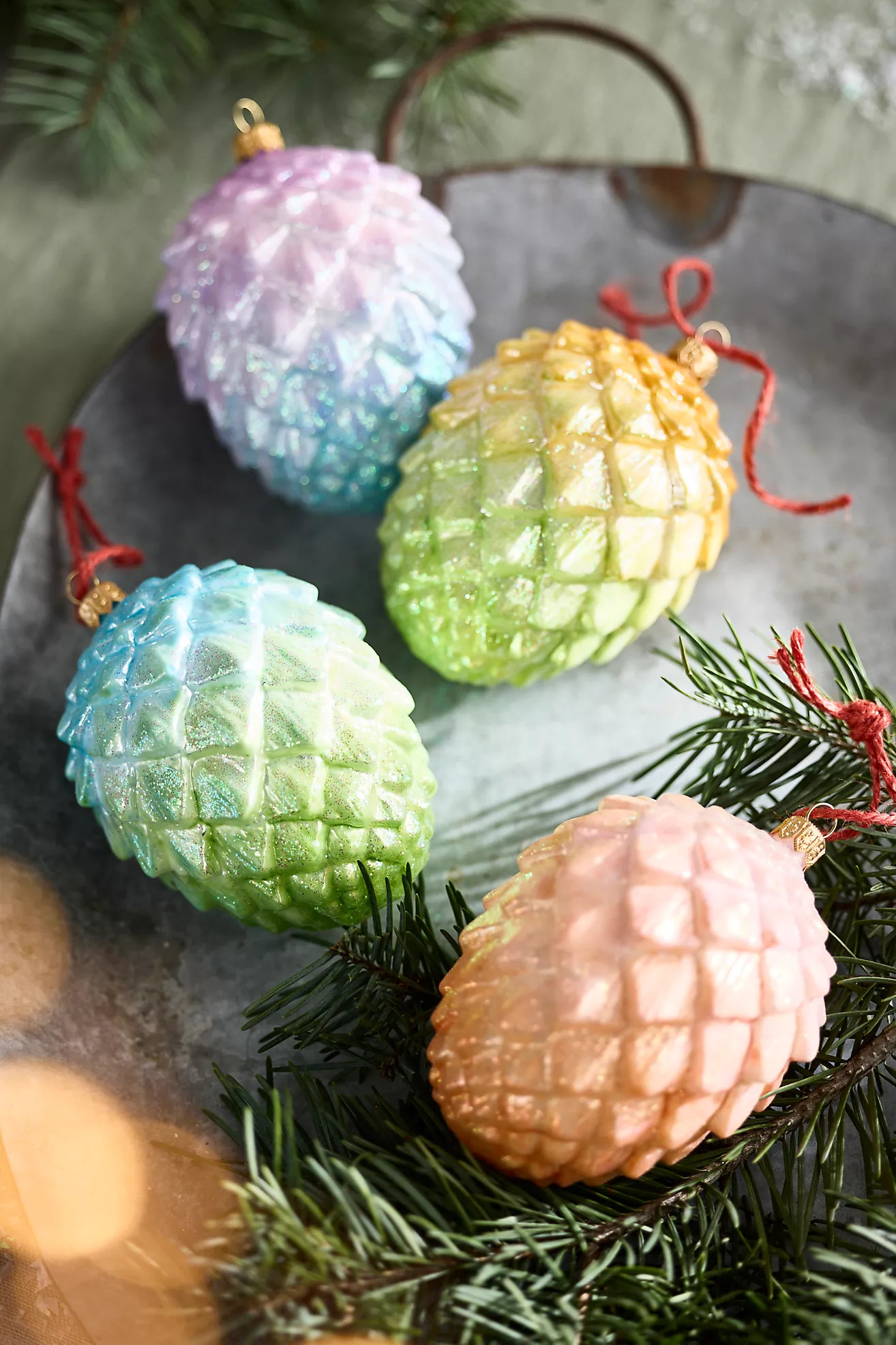 Ombre Pinecone Glass Ornament | Terrain