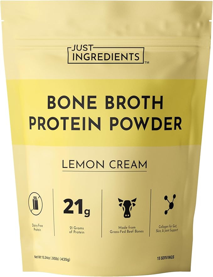 Bone Broth Protein Powder – Lemon Cream | 15 Servings | 21g Grass-Fed Protein per Serving | Dai... | Amazon (US)