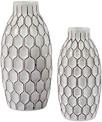 Ashley Furniture Signature Design - Dionna Vases Set of 2 - Contemporary - White/Brown | Amazon (US)