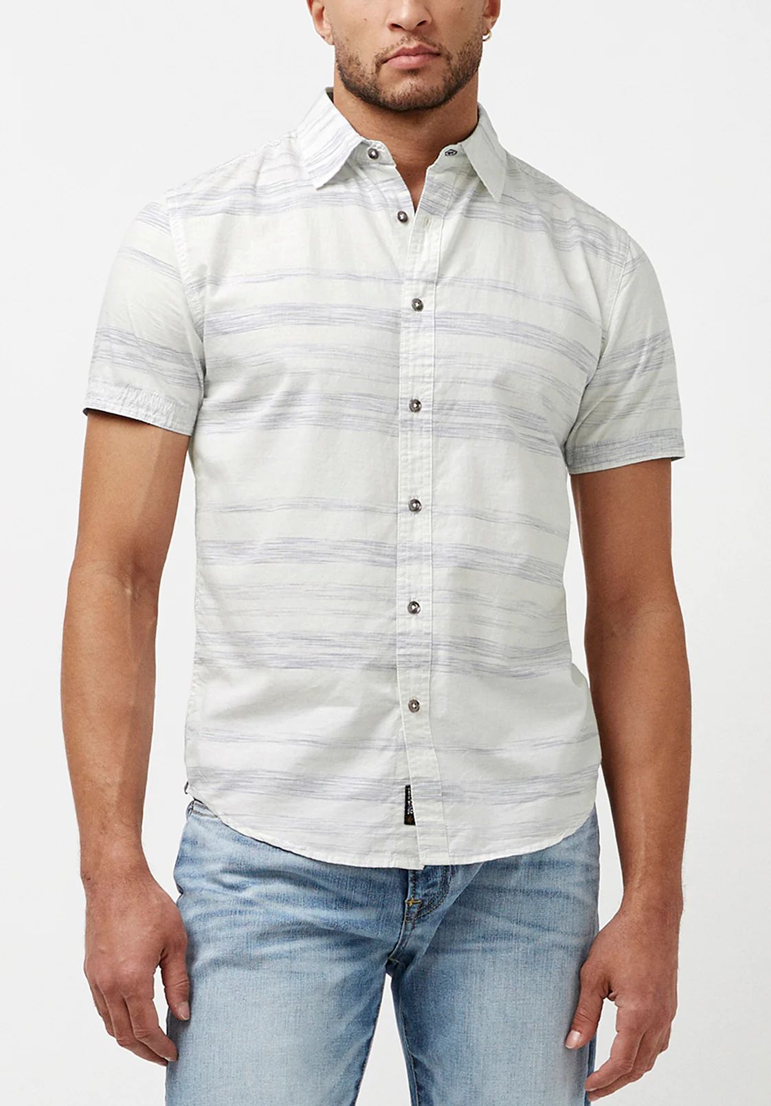 Short Sleeves Sirid Striped Slim Shirt - BM23915 | Buffalo David Bitton