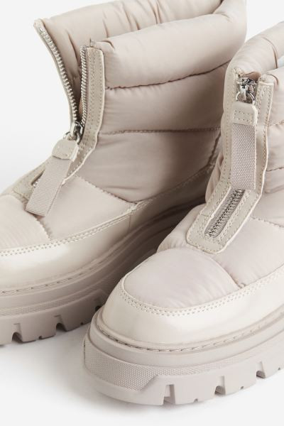 Warm-lined padded boots - Greige - Ladies | H&M GB | H&M (UK, MY, IN, SG, PH, TW, HK)