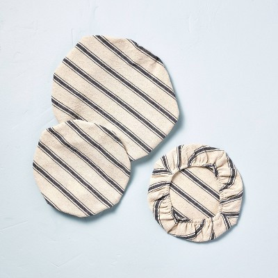 3pc Engineered Stripe Reusable Cloth Dish Cover Set Blue/Natural - Hearth & Hand™ with ... | Target