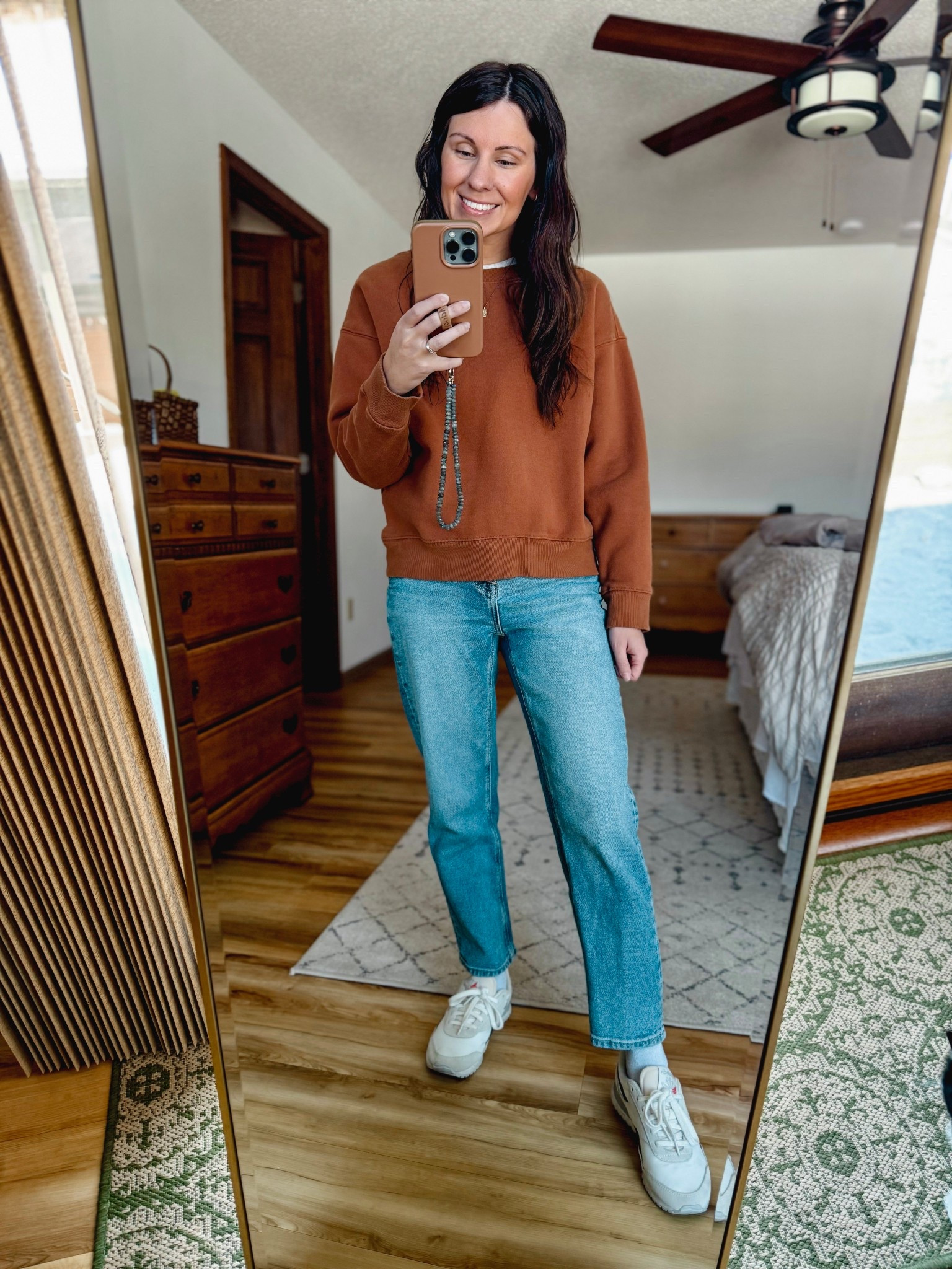 Wearing xs in my crewneck sweatshirt, small in my tee, 24 short in my jeans. And my sneakers are size 6.5. 

#LTKPetite #LTKootd #LTKSeasonal