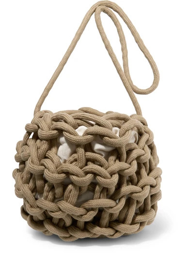 Alienina - Nadia Woven Cotton Shoulder Bag - Army green | NET-A-PORTER (US)
