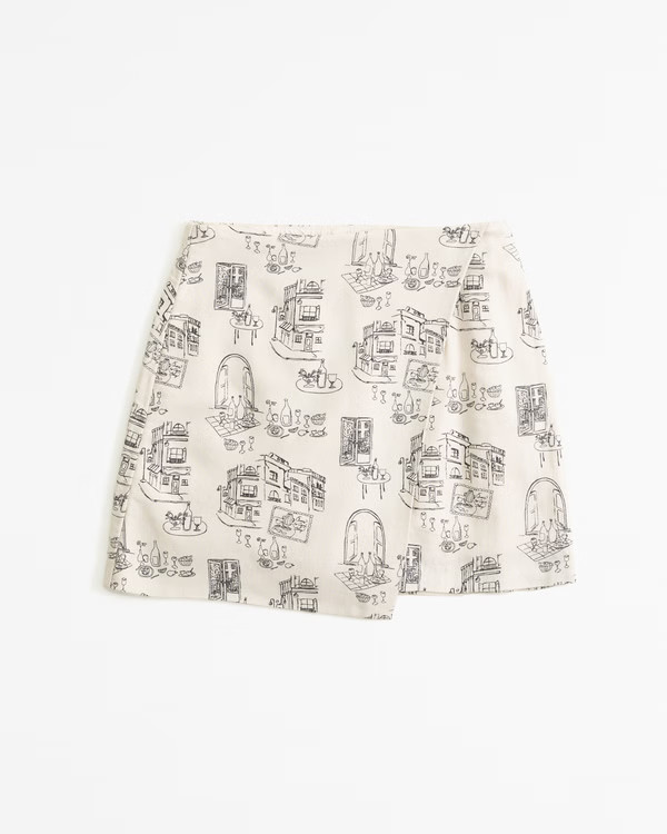 The A&F Scarlett Linen-Blend Wrap Mini Skort | Abercrombie & Fitch (US)