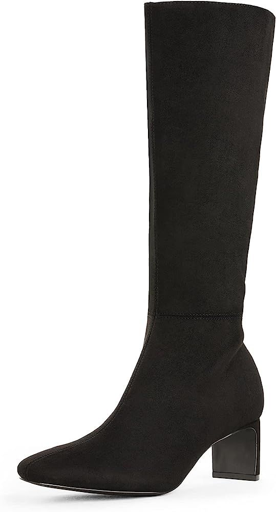 Amazon.com | DREAM PAIRS Women's DKB211 Chunky Heel Knee High Boots Suede Fashion Fall Boots,Blac... | Amazon (US)