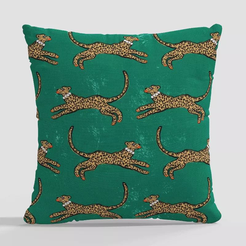 Cheetah Print Square Throw Pillow Green by Kendra Dandy - Cloth & Company | Target