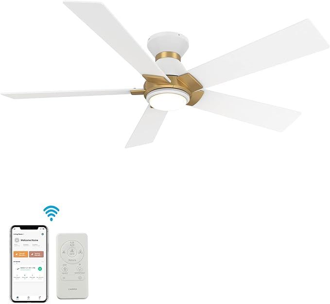 Smart Wifi LED Ceiling Fan Indoor/Outdoor, 52inch Plywood smart ceiling fan with Remote, App cont... | Amazon (US)