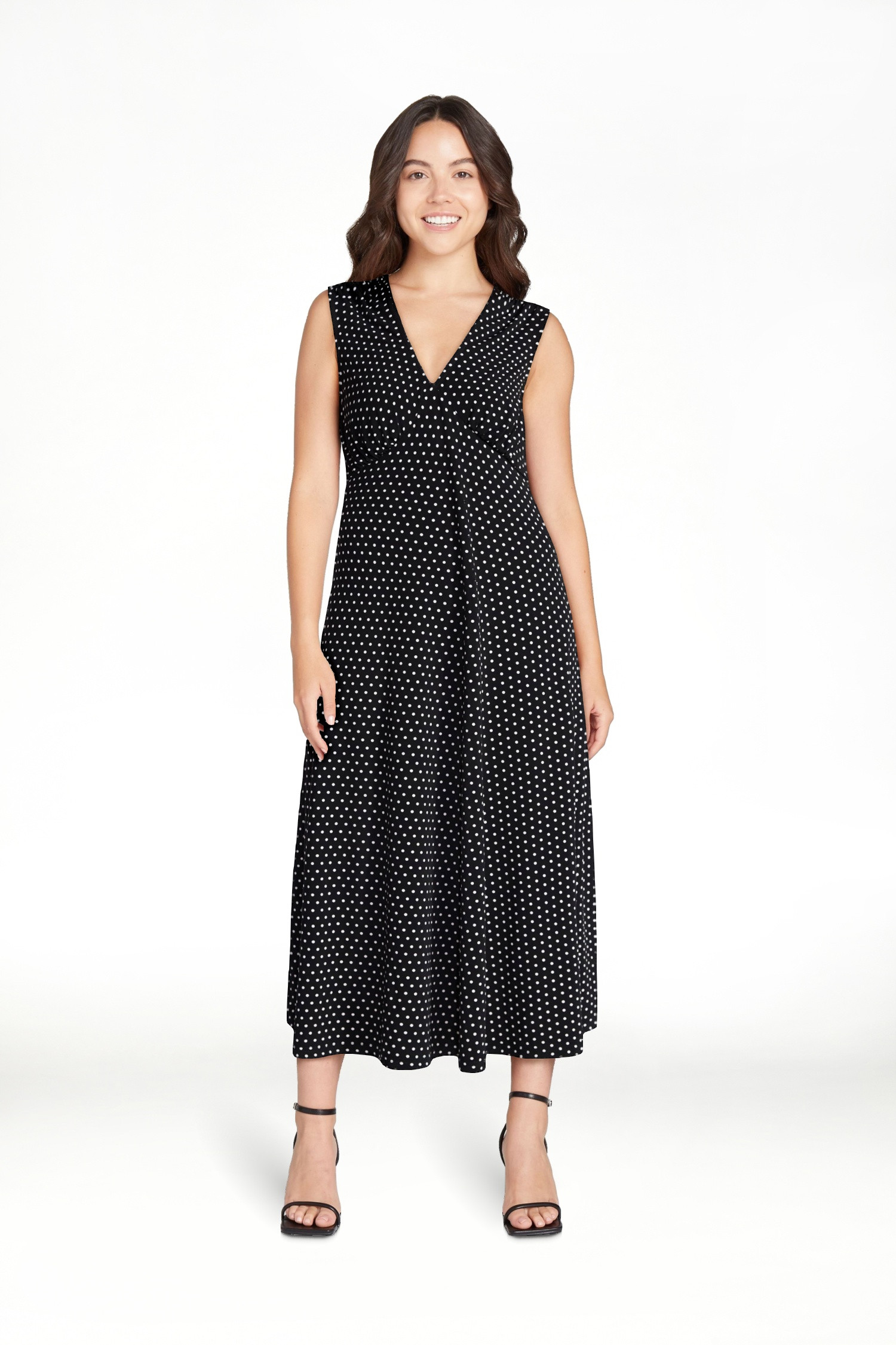 Time and Tru Women's Sleeveless V-Neck Printed Midi Dress, Sizes XS-XXXL | Walmart (US)