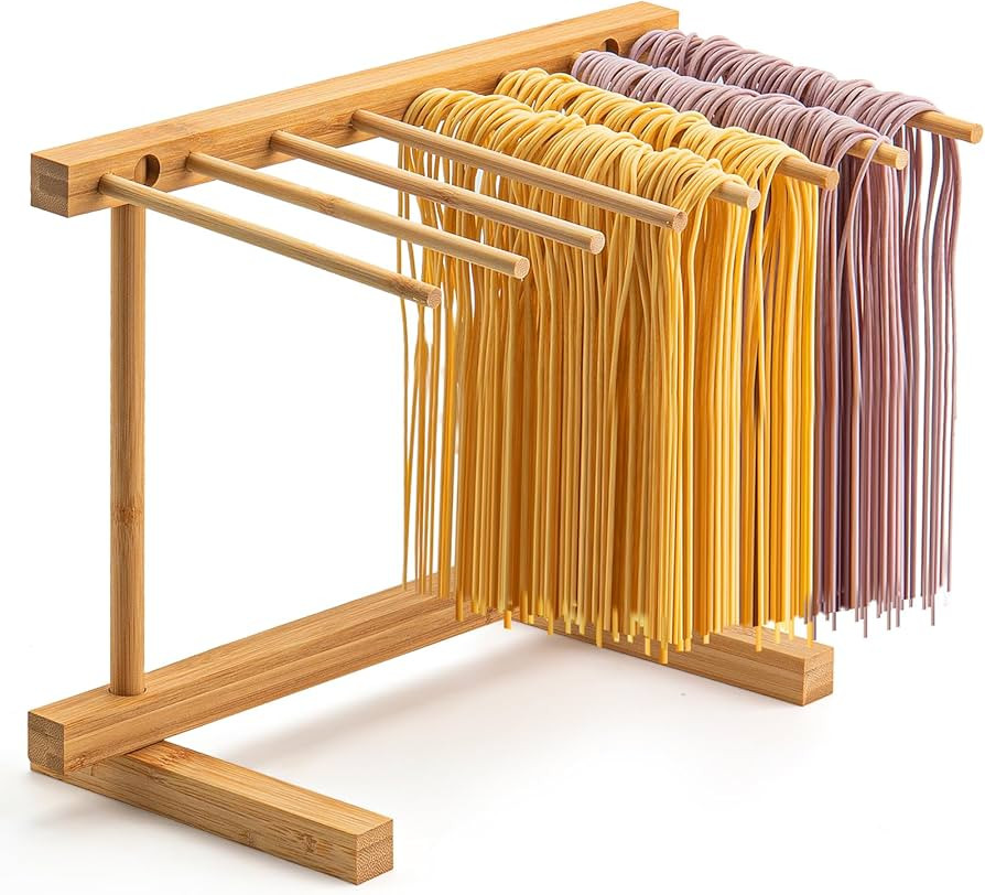 Wooden Pasta Drying Rack with 8 Bars,Easy to Transfer for Drying Pasta,Noodles,and Cooking,Pasta ... | Amazon (US)