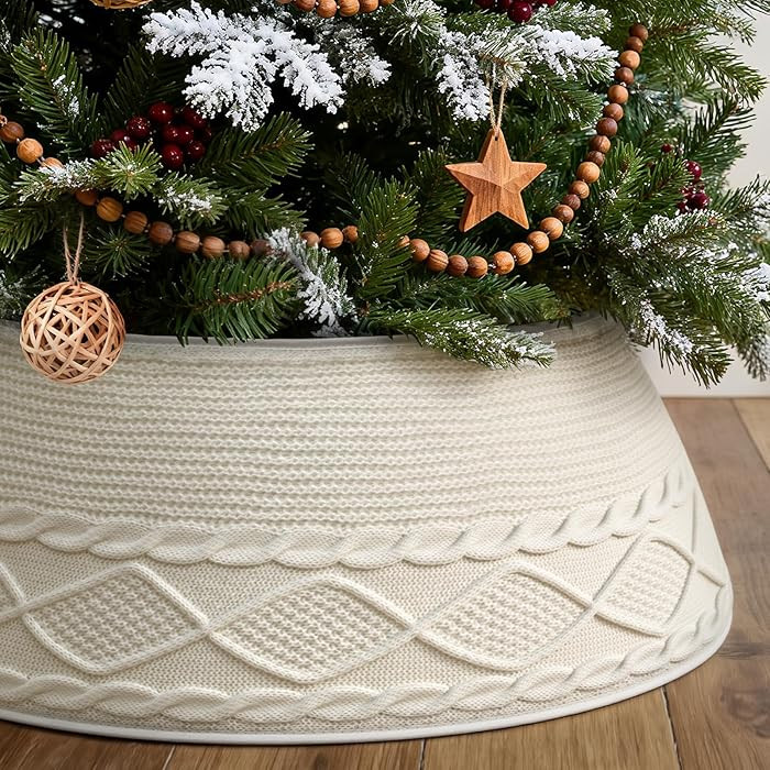 Knitted Christmas Tree Collar, 28'' Christmas Tree Stand Base Cover for Artificial Trees, Size Ad... | Amazon (US)