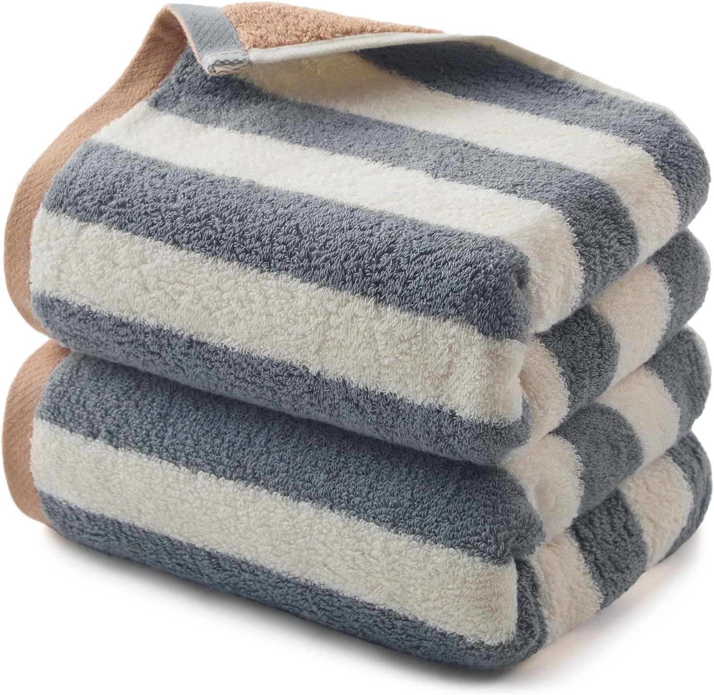 REDKISS Striped Hand Towels for Bathroom, Kitchen Decor, Guest Use, Kids & Adults, 100% Cotton, 12” x 28”, 2 Pack | Amazon (US)