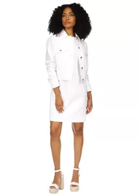 Michael Michael Kors Women's Cropped Cotton Jacket, White, Large | Belk
