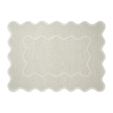 My Texas House Stella Ivory Scallop Wool Indoor Area Rug, 5' x 7' | Walmart (US)