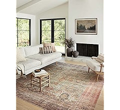 Amber Lewis x Loloi Georgie Collection GER-07 Moss / Salmon 7'6" x 9'6" Area Rug | Amazon (US)
