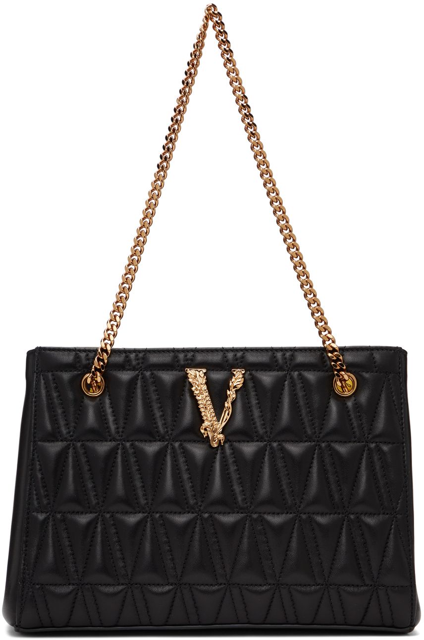Black Small Quilted Virtus Tote | SSENSE