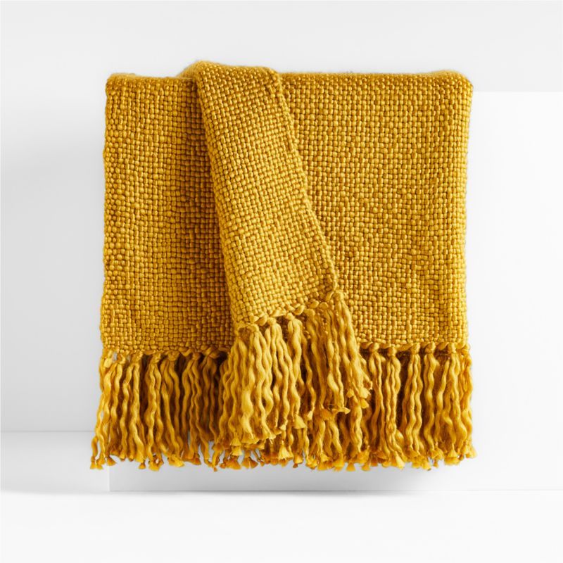 Styles 70"x55" Ochre Throw Blanket + Reviews | Crate and Barrel | Crate & Barrel