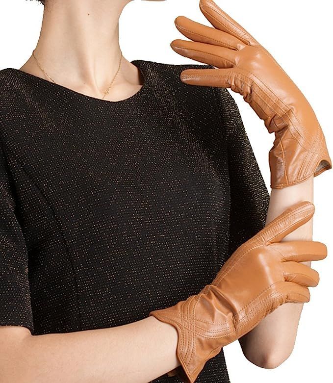 Nappaglo Nappa Leather Gloves Warm Handmade Curve Lambskin for Women | Amazon (US)