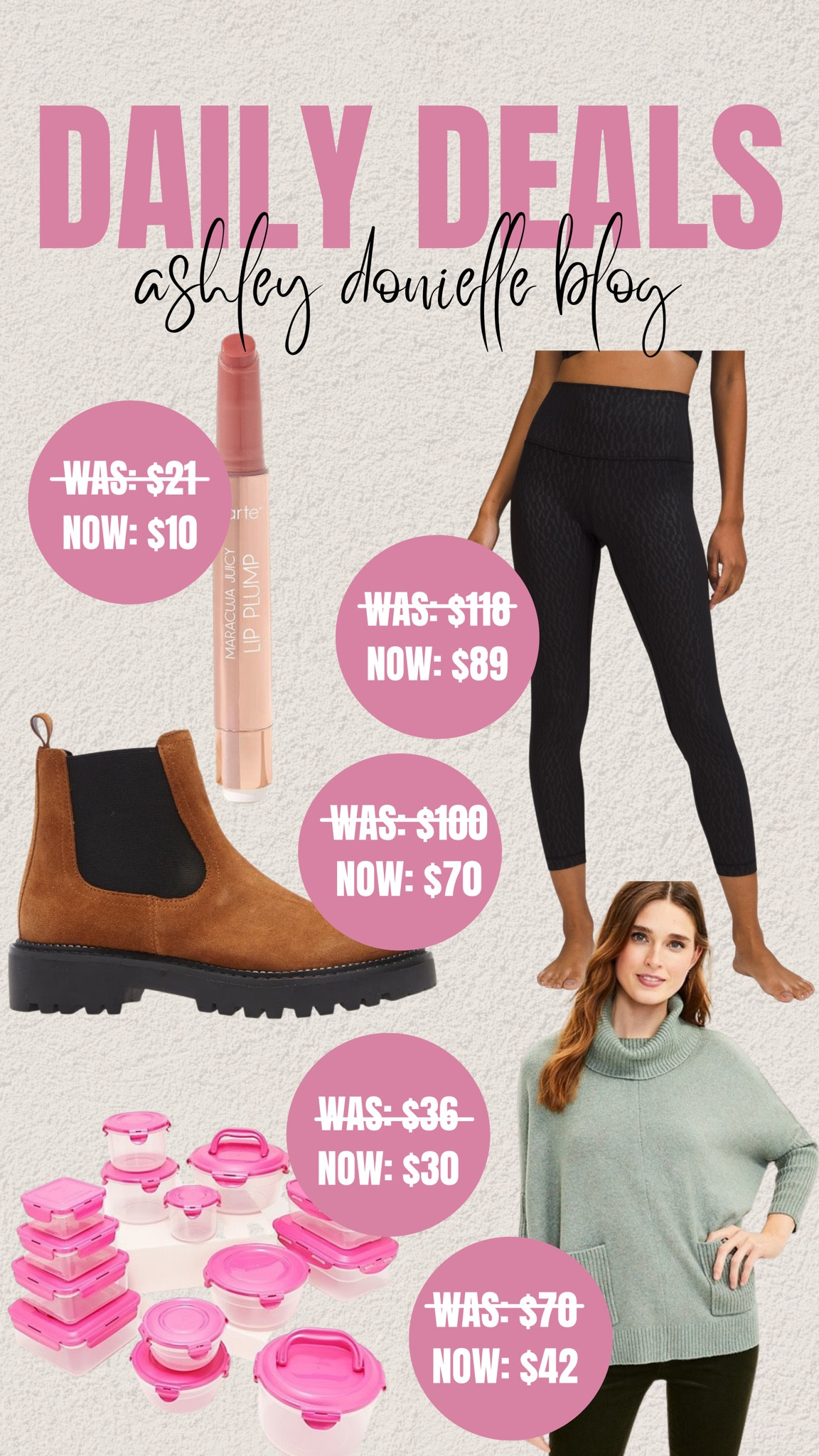 Daily deals!

Juicy lips, lipgloss, leggings, Lululemon, Chelsea boots, booties, sweater, turtleneck, Tupperware 

#LTKsalealert #LTKfit #LTKSeasonal