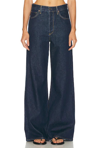AGOLDE Dame High Rise Wide Leg Jeans in Blue | FWRD 