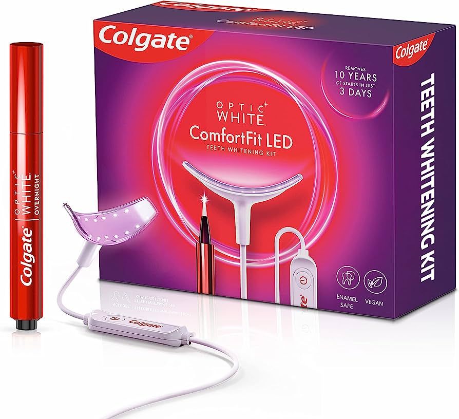 Colgate Optic White ComfortFit Teeth Whitening Kit with LED Light and Whitening Pen, LED Teeth Wh... | Amazon (US)