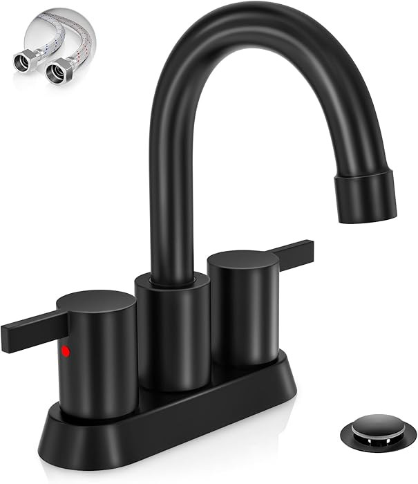 Phiestina 4 Inch 2 Handle Centerset Matte Black Lead-Free Modern Bathroom Faucet, 360 Swivel Spou... | Amazon (US)