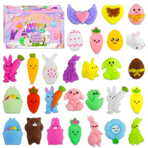 Easter Egg Fillers - 30 Pack Kawaii Mochi Squishy Toys for Easter Basket Stuffers, Mini Cute Squishies Squeeze Toy Easter Party Favors, Easter Gifts for Kids Classroom Prizes School Rewards | Amazon (US)