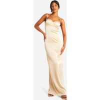 Womens Tall Satin Lace Cup Maxi Dress - Beige - 10, Beige | Boohoo.com (UK & IE)
