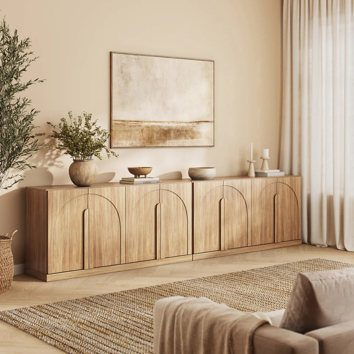 Set of 2 64" Modern Buffet Sideboard for 75 Inch TV, Camel (Set of 2) | Wayfair North America