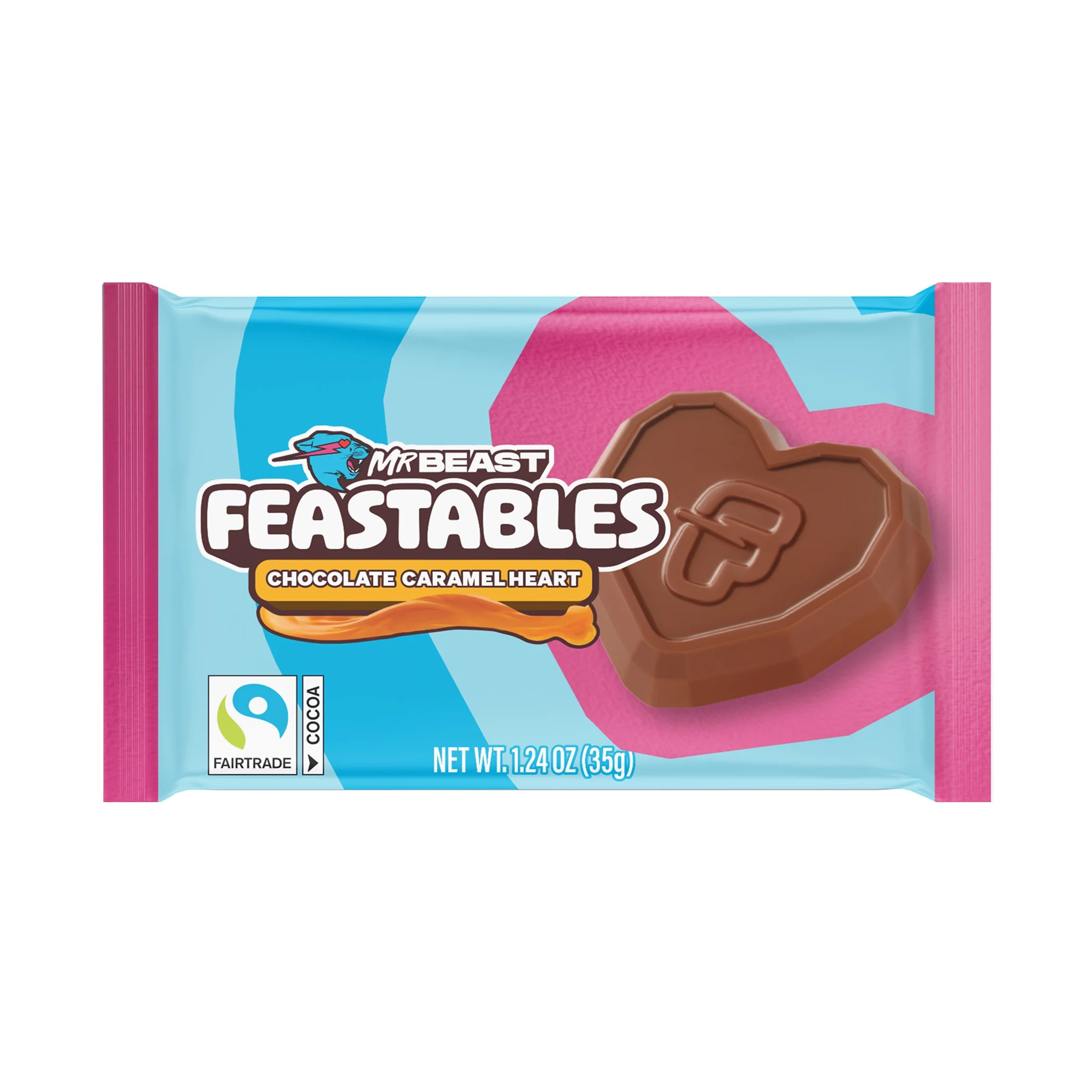 Feastables MrBeast Milk Chocolate Caramel Heart, Valentines Candy, 35g, 1 Heart | Walmart (US)