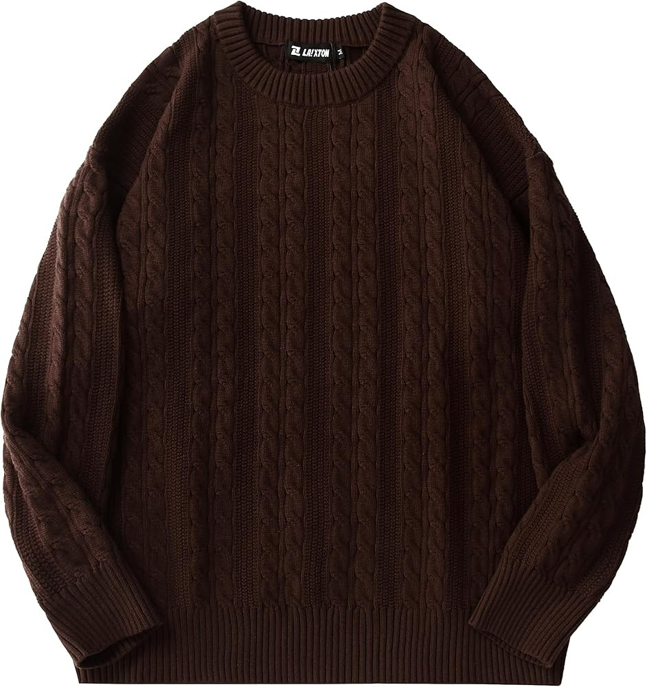 Mens Oversized Sweater Unisex Crewneck Cable Knit Sweater Pullover Aesthetic Streetwear Casual Sw... | Amazon (US)