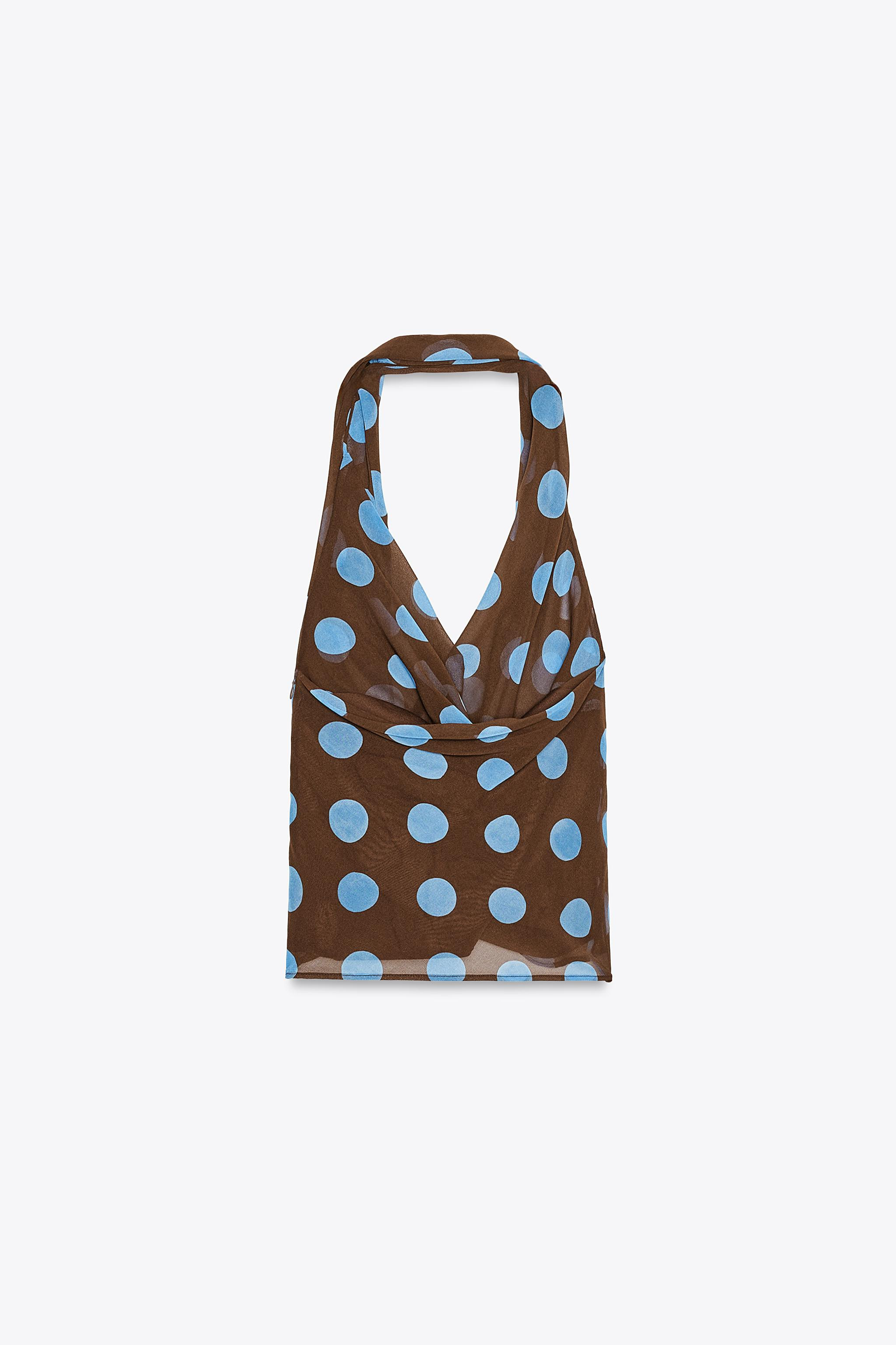 POLKA DOT HALTER TOP WITH SCARF | Zara UK