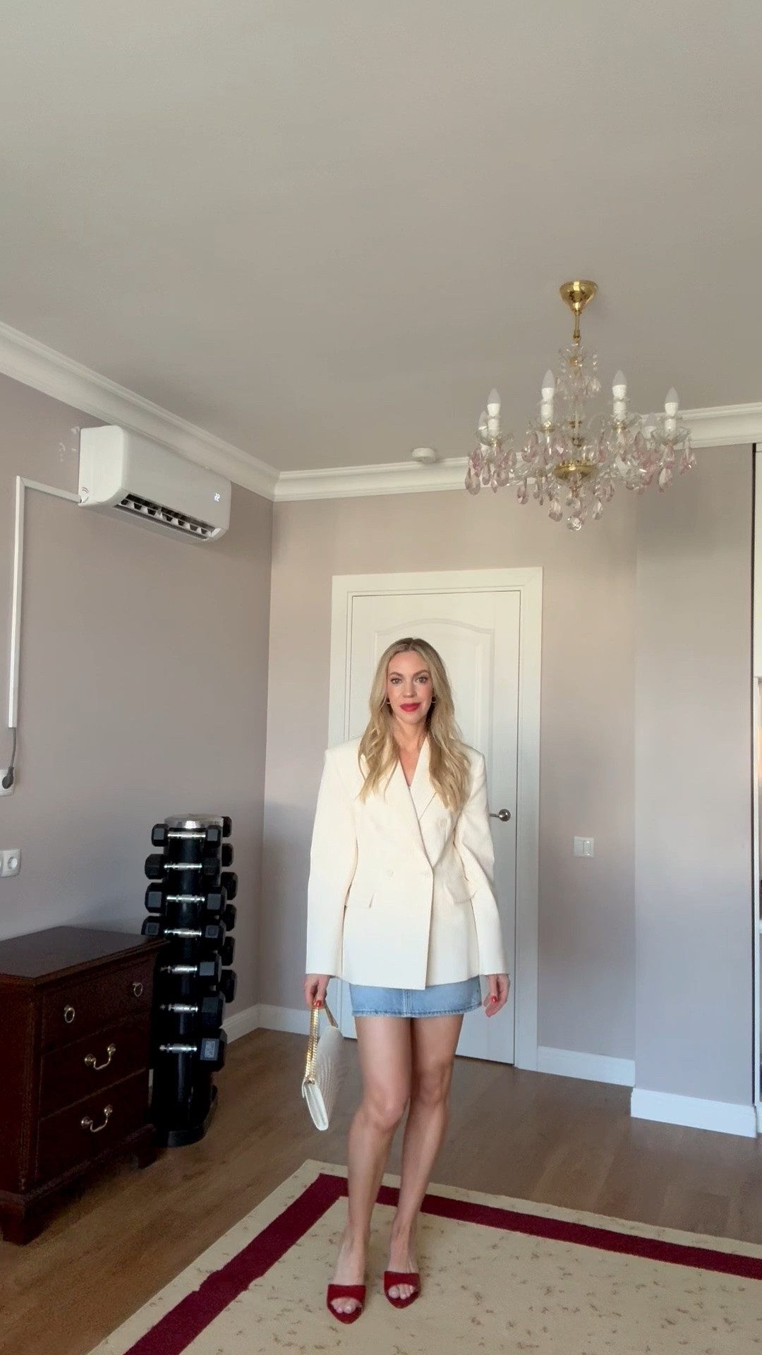 Date night outfit, white blazer, @levi denim mini skirt, red mule sandals

#LTKOver40 #LTKSeasonal #LTKSaleAlert