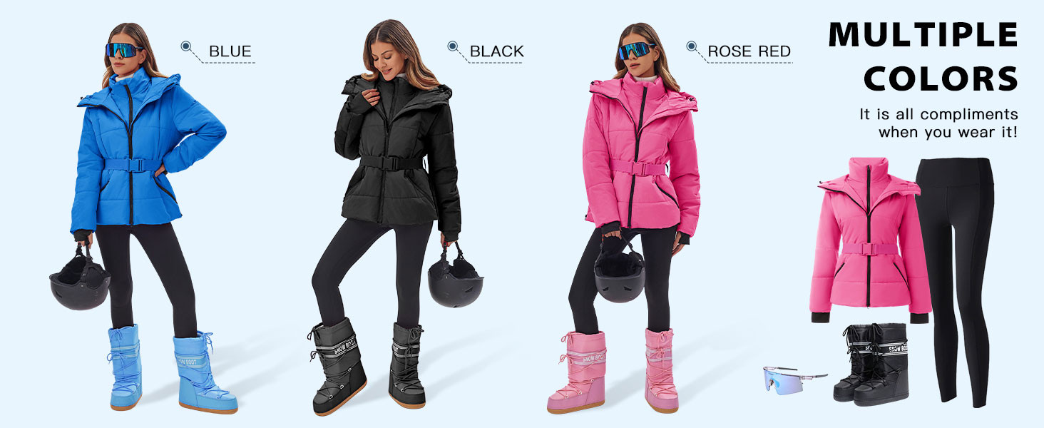 Fisoew Womens Ski Jacket Warm Hooded Insulated Waterproof Quilted Puffy Mountain Snow Winter Coat... | Amazon (US)