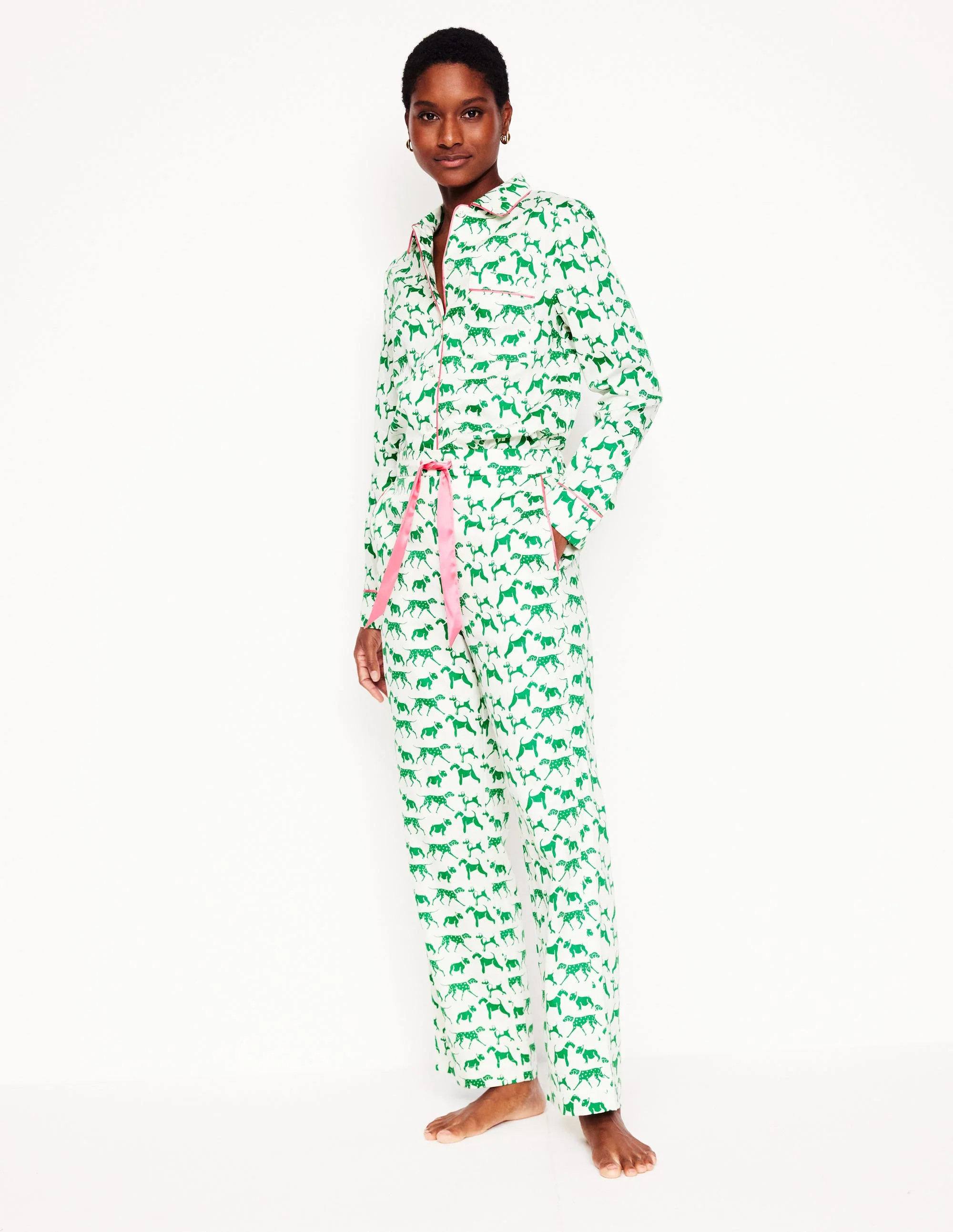 Cotton Sateen Pajama Trousers-Ivory, Janet and Friends | Boden (US)