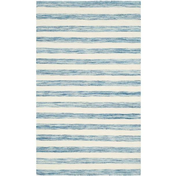 SAFAVIEH Dhurries DHU575B Handwoven Blue / Ivory Rug - Walmart.com | Walmart (US)