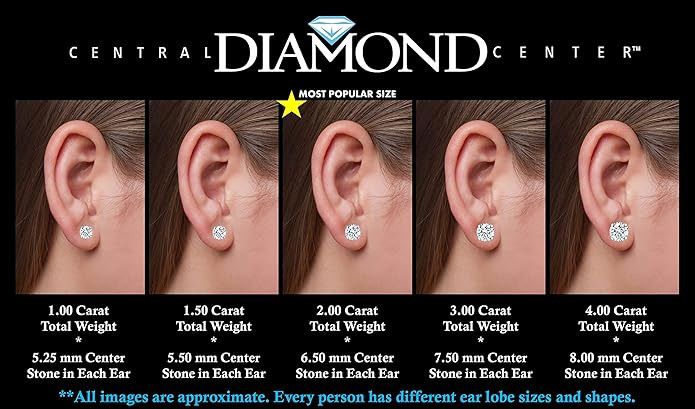 14K Solid Gold Post & Silver Simulated Diamond Stud Earrings-cubic zirconia earrings studs .30ct ... | Amazon (US)