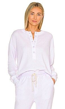 SUNDRY Thermal Henley Sweatshirt in Lilac from Revolve.com | Revolve Clothing (Global)