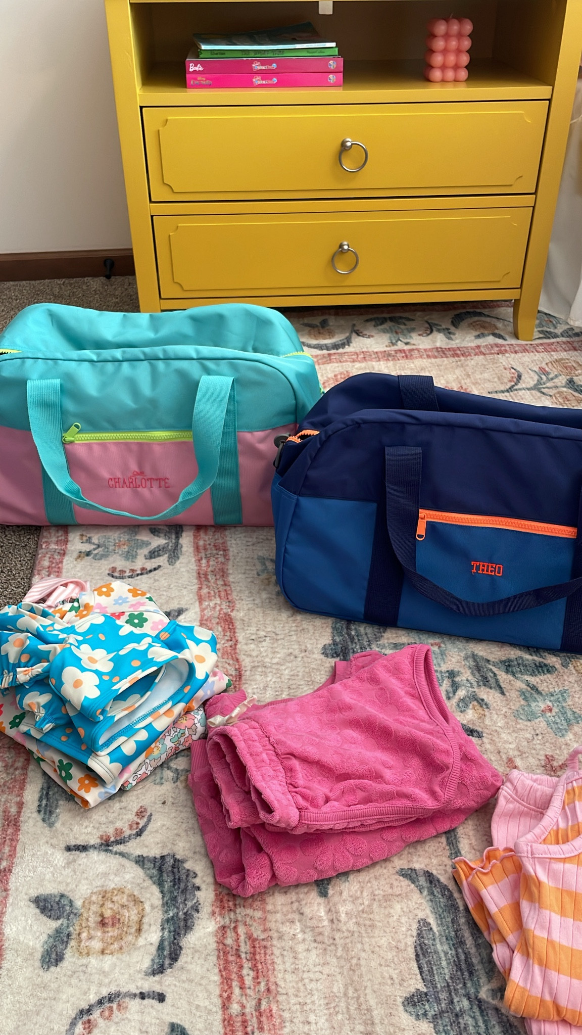 These duffle bags from Pottery Barn kids are so cute & functional! The kids are getting to the age where they want to have their own bag and pack some of their own things, so they were so excited to get these. They are lightweight, a polyester material that will be easy to clean, and you can personalize them 💗