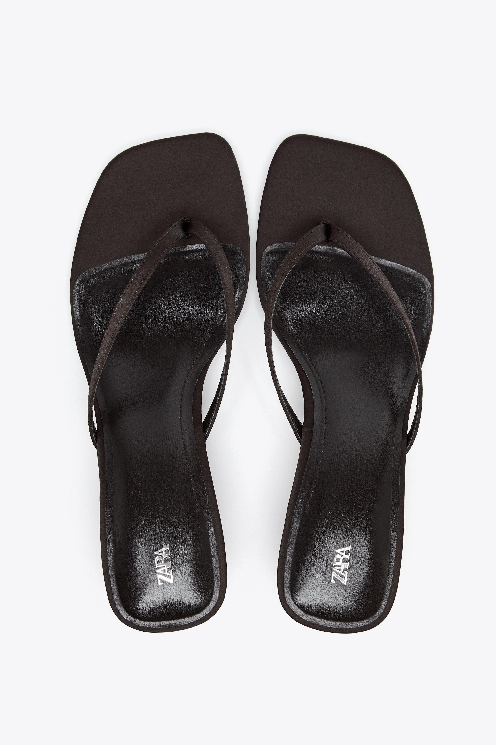 SATIN KITTEN HEEL SANDALS | Zara US