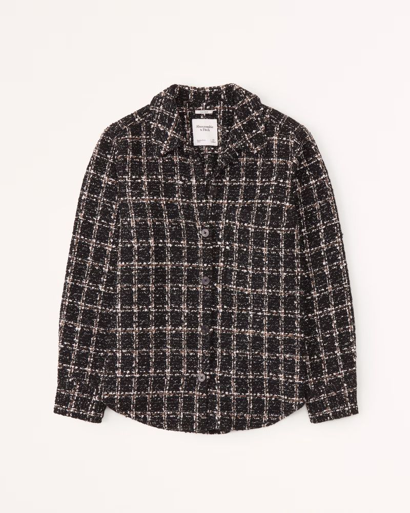 Women's Oversized Tweed Shirt Jacket | Women's Office Approved | Abercrombie.com | Abercrombie & Fitch (US)