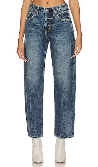 PISTOLA Lexi Mid Rise Relaxed Straight Jeans in Denim-Dark. - size 25 | Revolve Clothing (Global)